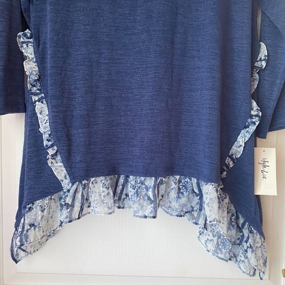 Style & Co | Blue Long Sleeve Top Ruffled M NWT - Picture 7 of 7